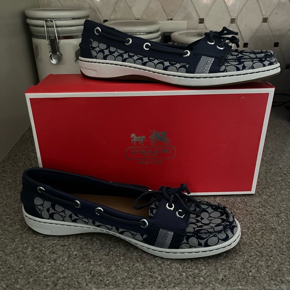 Coach Women's Navy Loafers - Picture 1 of 1
